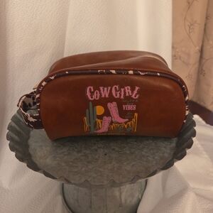 Cowgirl Vibes Brown Cosmetic Bag